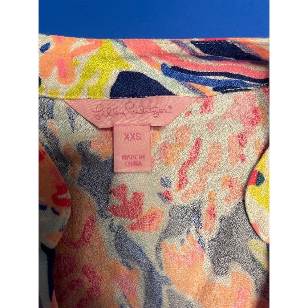 Lilly Pulitzer XS Anne Trapeze Dress Blue Indigo Sunken Treasure - Picture 2 of 8